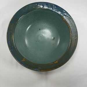Handmade David Humphrey Stoneware Bowl Old Farmhouse Pottery 10” Rustic Green